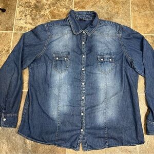 Faded Glory Jean Button Down Shirt Size XL 16-18